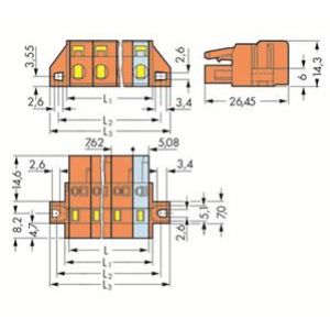 Gniazdo MCS-MIDI Classic 11-biegunowe pomarańczowe raster 7,62mm 231-711/031-000 /10szt./ WAGO (231-711/031-000)