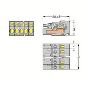 Gniazdo MCS-MIDI Classic 21-biegunowe szare rastre 5mm 231-121/102-000 /10szt./ WAGO (231-121/102-000)