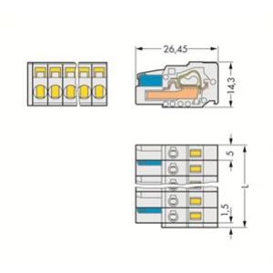 Gniazdo MCS-MIDI Classic 2-biegunowe jasnoszare raster 5mm 721-102/026-000 /100szt./ WAGO (721-102/026-000)