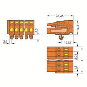 MCS-MIDI Classic gniazdo 4-biegunowe pomarańczowe raster 5,08 mm (231-304/008-000)