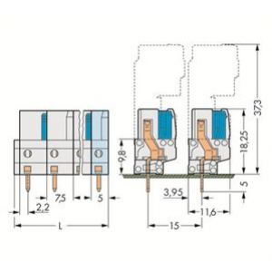 Gniazdo MCS-MIDI Classic 6-biegunowe jasnoszare raster 7,5mm 722-736 /50szt./ WAGO (722-736)