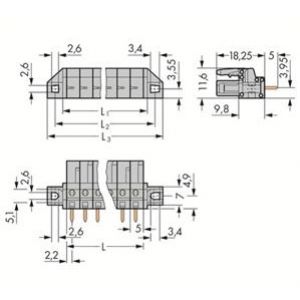 Gniazdo MCS-MIDI Classic 6-biegunowe szare raster 5mm 232-137/031-000 /50szt./ WAGO (232-137/031-000)