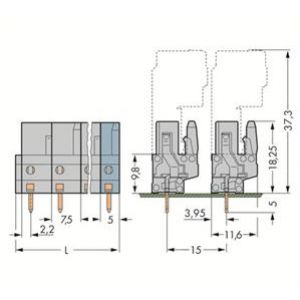 Gniazdo MCS-MIDI Classic 9-biegunowe szare raster 7,5mm 232-739 /25szt./ WAGO (232-739)