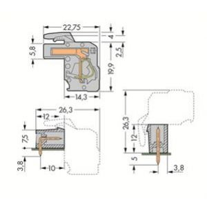 Gniazdo MCS-MIDI Classic kątowe 10-biegunowe szare raster 5mm 232-110/026-000 /50szt./ WAGO (232-110/026-000)