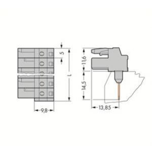 Gniazdo MCS-MIDI Classic kątowe 12-biegunowe szare raster 5mm 232-242/005-000 /25szt./ WAGO (232-242/005-000)