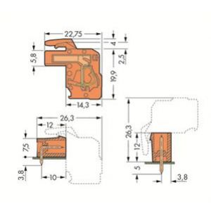 Gniazdo MCS-MIDI Classic kątowe 13-biegunowe pomarańczowe raster 5,08mm 232-313/026-000 /25szt./ WAGO (232-313/026-000)