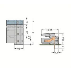 Gniazdo MCS-MIDI Classic kątowe 6-biegunowe szare raster 7,5mm 232-836 /50szt./ WAGO (232-836)