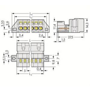 Wtyk MCS-MIDI Classic 10-biegunowy jasnoszary raster 5mm 721-610/019-000 /25szt./ WAGO (721-610/019-000)