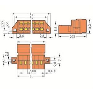 Wtyk MCS-MIDI Classic 10-biegunowy pomarańczowy raster 5,08mm 231-640/019-000 /25szt./ WAGO (231-640/019-000)