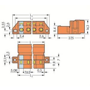 Wtyk MCS-MIDI Classic 3-biegunowy pomarańczowy raster 7,62mm 731-633/019-000 /50szt./ WAGO (731-633/019-000)