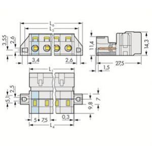 Wtyk MCS-MIDI Classic 8-biegunowy jasnoszary raster 7,5mm 723-608/019-000 /25szt./ WAGO (723-608/019-000)