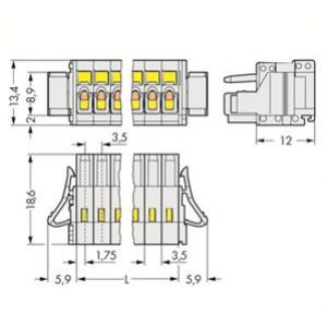 Gniazdo MCS-MINI Classic 10-biegunowe jasnoszare raster 3,5mm 734-110/037-000 /50szt./ WAGO (734-110/037-000)