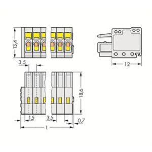 Gniazdo MCS-MINI Classic 12-biegunowe jasnoszare raster 3,5mm 734-112 /50szt./ WAGO (734-112)