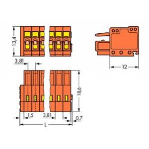 Gniazdo MCS-MINI Classic 12-biegunowe pomarańczowe raster 3,81mm 734-212 /25szt./ WAGO (734-212)