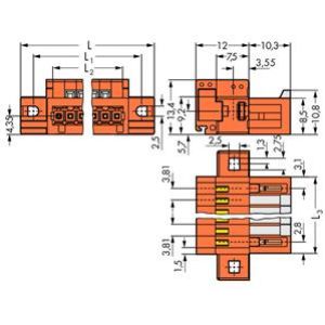 Wtyk MCS-MINI Classic 3-biegunowy pomarańczowy raster 3,81mm 734-333/019-000 /100szt./ WAGO (734-333/019-000)