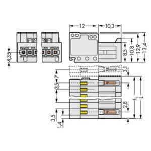 Gniazdo MCS-MINI Classic pinowe 6-torowe raster 3,5mm jasnoszare 734-306 /100szt./ WAGO (734-306)