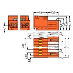 Wtyk MCS-MINI Classic 8-biegunowy pomarańczow raster 3,81mm 734-338 /50szt./ WAGO (734-338)