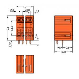 Wtyk dwupiętrowy MCS-MINI 2x12 biegunowy pomarańczowa raster 3,81mm 734-442 /50szt./ WAGO (734-442)