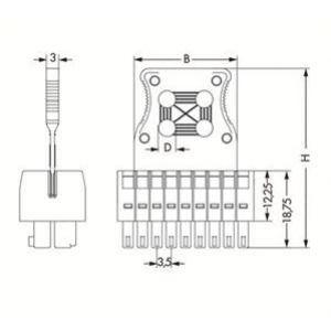 MCS-MINI HD gniazdo 2-rzędowe 16-bieg. czarne raster 3,5 mm (713-1108/107-9037/033-000)