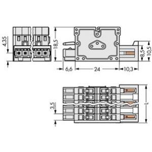 Wtyk kombi MCS-MINI 4-biegunowy jasnoszary raster 3,5mm 734-364 /50szt./ WAGO (734-364)