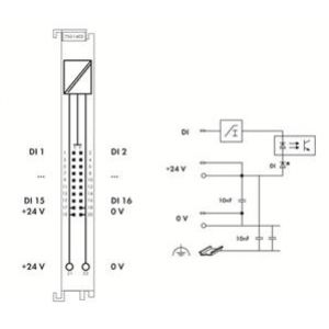 Moduł 16DI 24V DC 3.0ms ze złączem do przewodu taśmowego 750-1402 WAGO (750-1402)