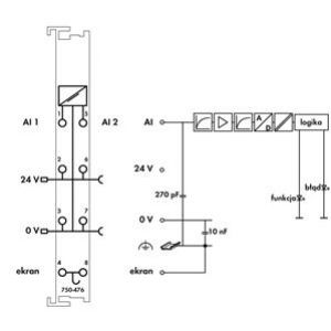 Moduł 2AI +-10V 16bit wejścia niesymetryczne 750-476 WAGO (750-476)