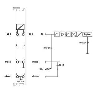 Moduł wejść analogowych 2AI 0-10V DC wejścia niesymetryczne 750-467 WAGO (750-467)