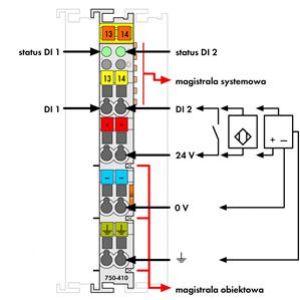 Moduł 2DI 24V DC 3,0ms do czujników zbliżeniowych 750-410 WAGO (750-410)