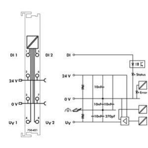 Moduł 2DI 24V DC 3,0ms z diagnostyką 750-421 WAGO (750-421)