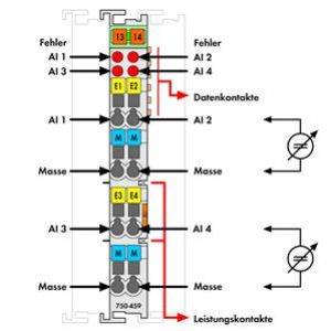 Moduł 4AI 0-10V DC wejścia niesymetryczne 750-459 WAGO (750-459)