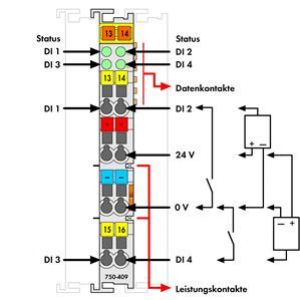 Moduł 4DI 24V DC 0,2ms 750-409 WAGO (750-409)