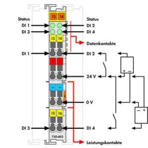 Moduł 4DI 24V DC 0,2ms 750-403 WAGO (750-403)