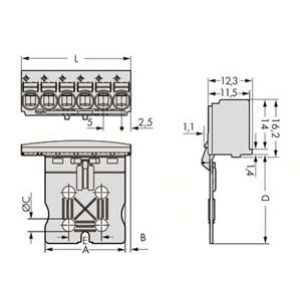 Gniazdo picoMAX raster 5mm 10-biegunowe z płytką uchwytową i suwakiem 2092-1110/002-000 /50szt./ WAGO (2092-1110/002-000)