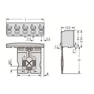 Gniazdo picoMAX raster 7,5mm 3-biegunowe z płytką uchwytową 2092-3103 /100szt./ WAGO (2092-3103)