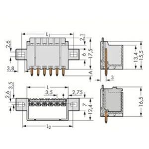 Wtyk picoMAX raster 3,5mm 2-biegunoweunowy z prostymi pinami i uchwytami 2091-1402/005-000 /200szt./ WAGO (2091-1402/005-000)