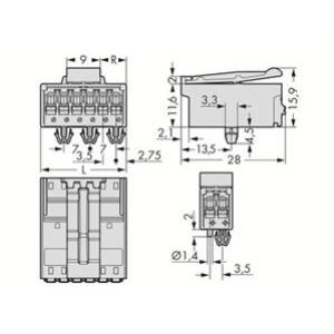 Wtyk picoMAX raster 3,5mm 2-biegunoweunowy ze stopkami zatrzaskowymi 2091-1522/020-000 /200szt./ WAGO (2091-1522/020-000)