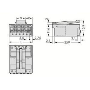 Wtyk picoMAX raster 3,5mm 6-biegunoweunowy 2091-1526/002-000 WAGO (2091-1526/002-000)