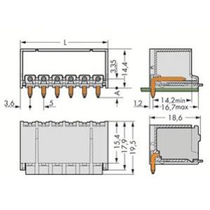 Wtyk picoMAX raster 5mm 10-biegunoweunowy z kątowymi pinami lutowniczymi 2092-1430 /100szt./ WAGO (2092-1430)