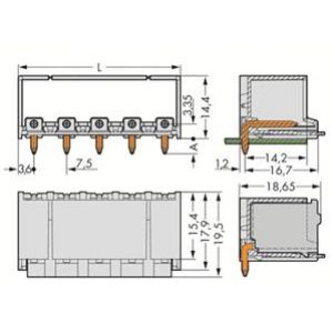 Wtyk picoMAX raster 7,5mm 4-biegunowy z kątowymi pinami lutowniczymi 2092-3424 /100szt./ WAGO (2092-3424)