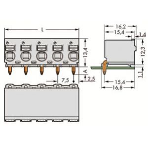 Gniazdo picoMAXeCOM raster 7,5mm 2-biegunowe z kątowymi pinami lutowniczymi bez płytki 2092-3372 /100szt./ WAGO (2092-3372)