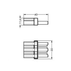 Element sprzęgający 3-torowy 1x wtyk / 1x gniazdo biały WINSTA 770-653 /100szt./ WAGO (770-653)