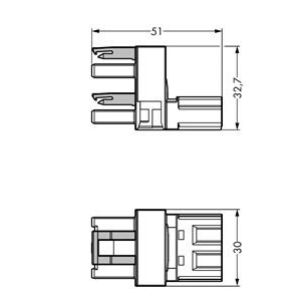 Rozgałęźnik typu h 3-torowy wtyk / gniazdo-gniazdo biały WINSTA 770-684 /50szt./ WAGO (770-684)