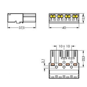 Wtyk 4-torowy szary WINSTA 770-254 /50szt./ WAGO (770-254)