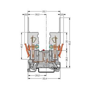 Złączka bazowa X-COM 2-pinowa z LED szara 769-229/281-413 /100szt./ WAGO (769-229/281-413)