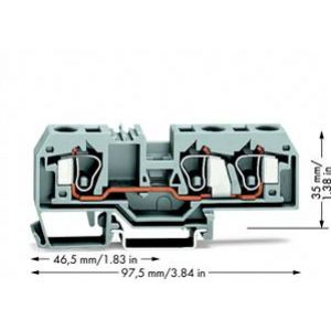 Złączka szynowa 3-przewodowa 10mm2 szara 284-681 WAGO (284-681)