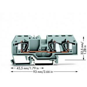 Złączka szynowa 3-przewodowa 6mm2 szara 282-681 WAGO (282-681)