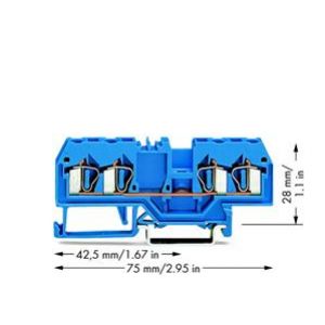 Złączka szynowa 4-przewodowa 2,5mm2 niebieska EURO 280-834 WAGO (280-834)