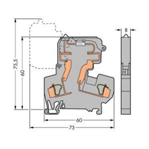 Złączka bezpiecznikowa 4mm2 szary 10A G 5x 20mm DIN 35mm 281-611/281-417 WAGO (281-611/281-417)