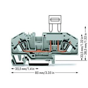 Złączka bezpiecznikowa 6mm2 szara 25A bezpiecznik płaski DIN 35mm 282-696 WAGO (282-696)