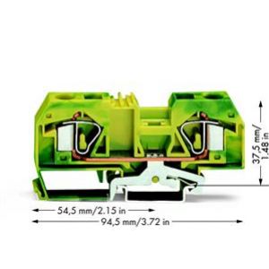 Złączka szynowa PE 2-przewodowa 16mm2 żółto-zielona 283-907 WAGO (283-907)